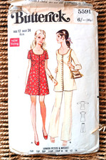 Vintage 1960s Butterick Sewing Pattern 5591 A Line Tunic Top Dress Trousers B34"