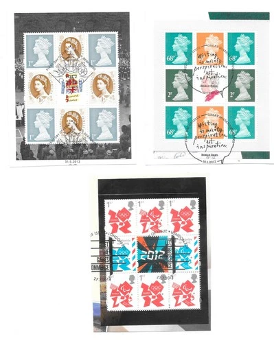 GB 2012 yearset definitives Booklet panes fine used stamps on piece
