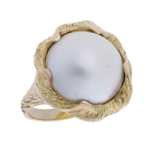 no brand Women Ring No. 14 K18 Yellow Gold YG Niwaka Mabe Pearl Ring