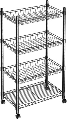 4 Tier Wire Shelving Wire Basket Shelf Storage Cart Adjustable Metal Shelf 2 Bot