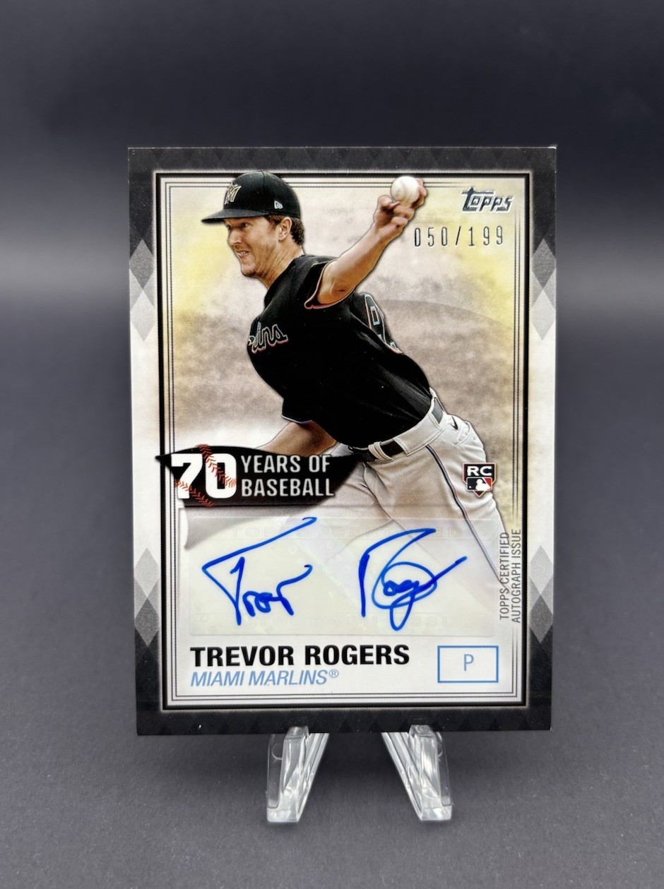 2021 Topps 70 Years of Baseball Trevor Rogers Black Rookie Autograph /199