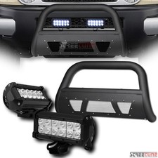 For 07-14 Fj Cruiser Matte Black Studded Mesh Bull Bar Guard36w Cree Led Lamps