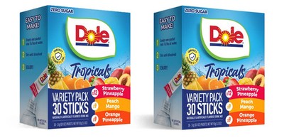 Dole Sugar-Free Powder Drink Mix 30 Count   Tropical Peach & Mango, 2 Pack