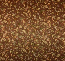 MILL CREEK RALSTON BROWN GREEN EMBOSSED FLORAL LEAF COTTON FABRIC BY YARD 54"W