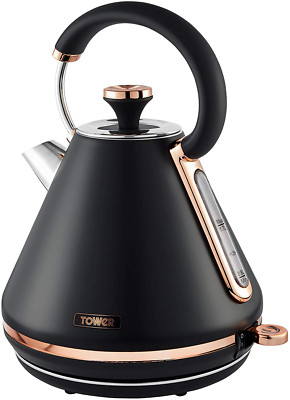 Tower Cavaletto 1,7L Pyramide Kabelloser Wasserkocher Schnellkochen Easy Clean Filter Schwarz