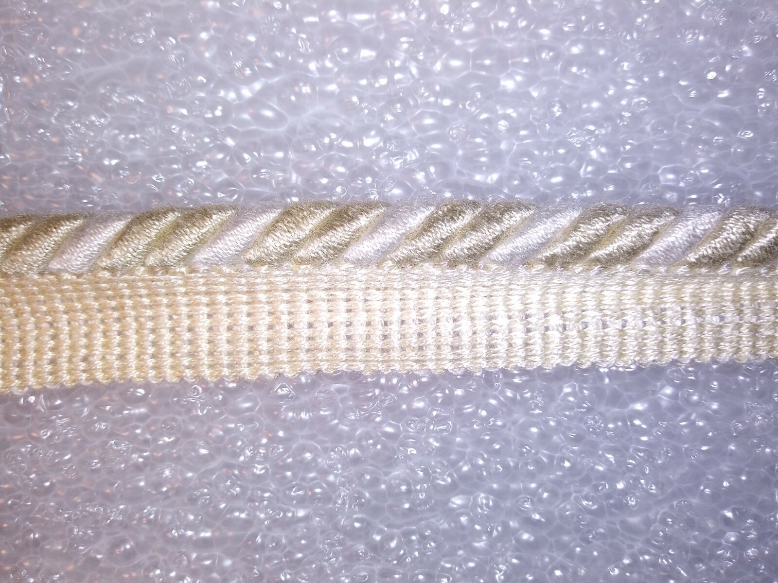 8 yards CORD W/ LIP 3/8" LIGHT GRAY/IVORY Upholstery Cording Fabric