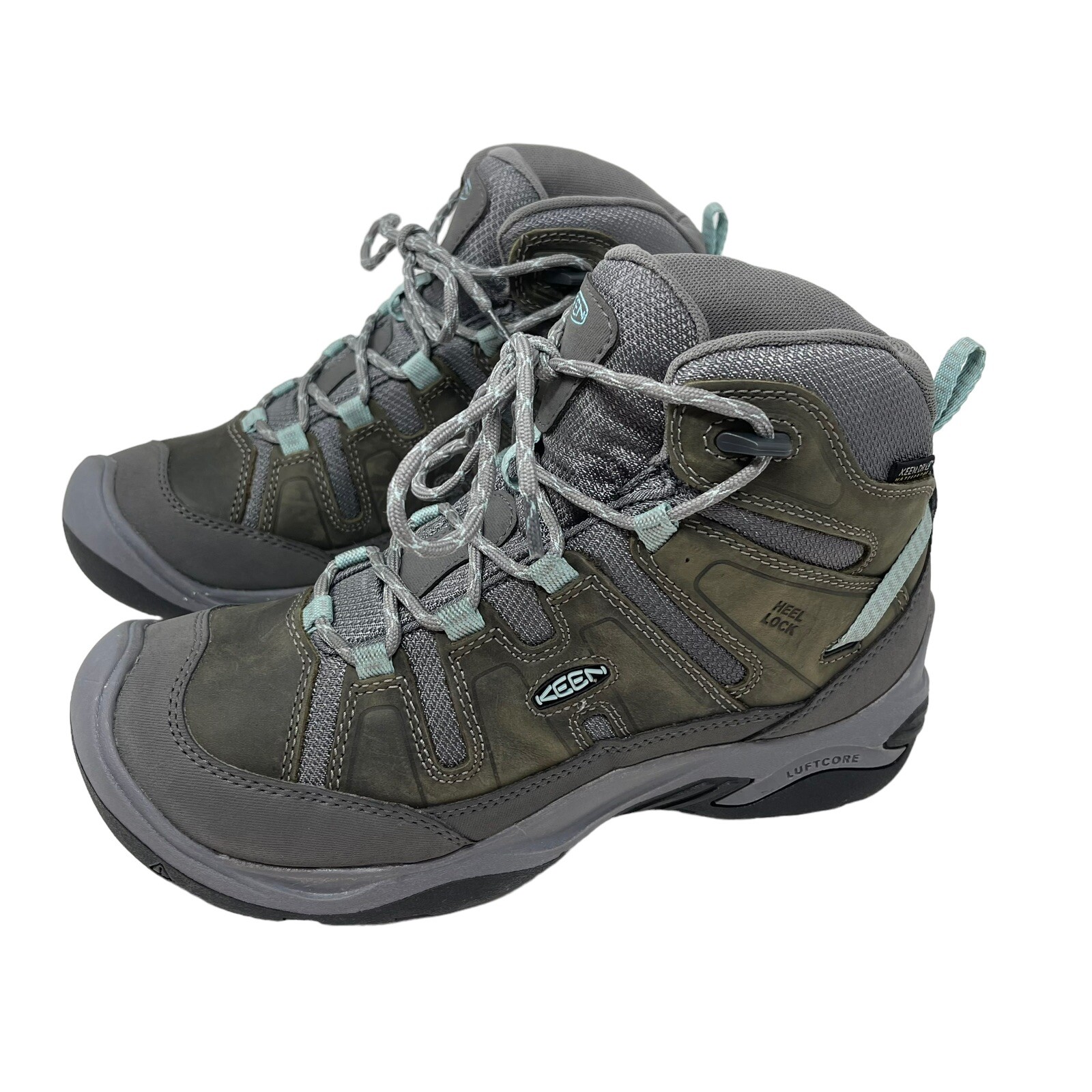 Stivali da trekking KEEN Circadia Mid donna 7 5 grigio blu pelle impermeabili nuovi