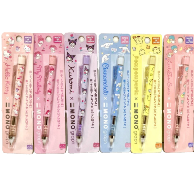 Set of 6 SANRIO × TOMBOW MONO graph Mechanical Pencil 0.5mm