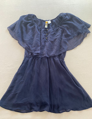 Mimi Chica A-line Dress Womens Navy Blue Medium Scoop Neck Cap Sleeve Lined