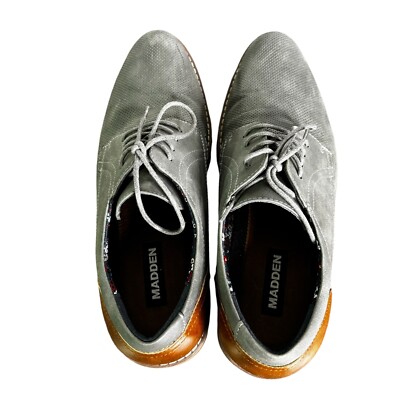 Steve Madden Akran Shoe Mens 10.5 Grey Oxford Lace Up Floral Lining‎ Steve Madden Akran Shoe Mens 10.5 Grey Oxford Lace Up Floral  main image 4