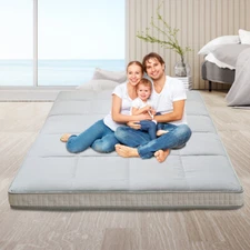 80" Length Japanese Floor Mattress Extra Thick Futon Mat Black Gray for Adults