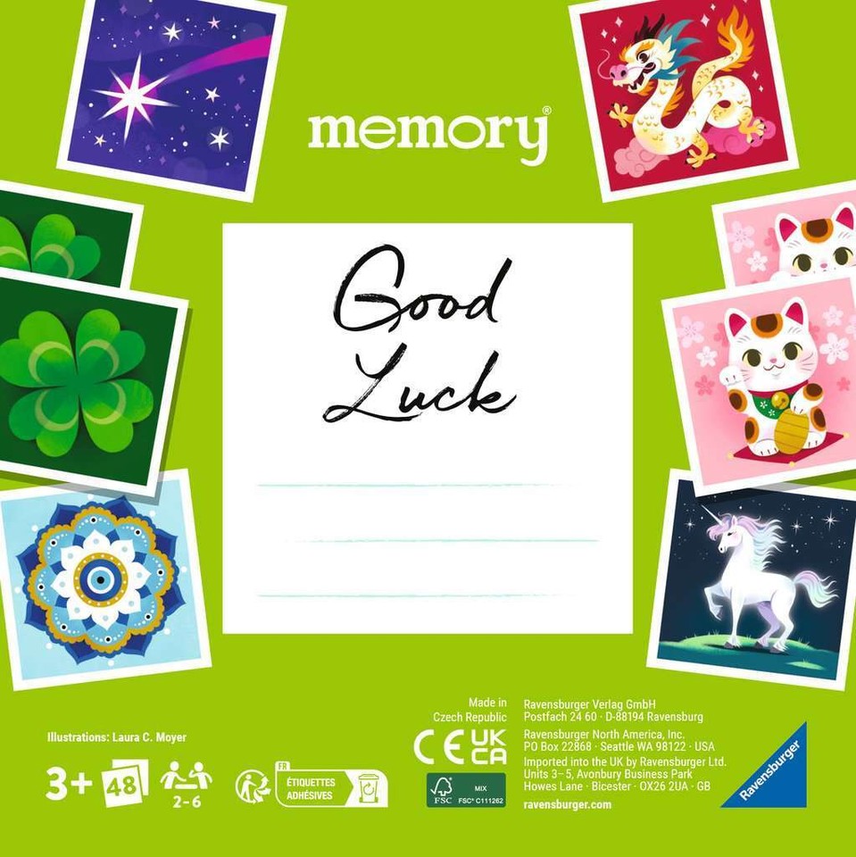 Ravensburger Memory Moments Good Luck - Jeu De Mémoire 24 Paires Symboles De Bonheur Du Monde - Dès 3 Ans, 2 à 6 Joueurs
