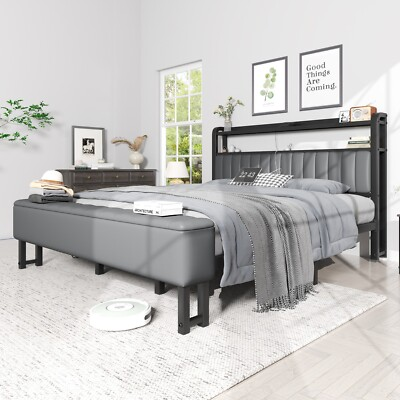 #ad #ad Full Queen Bed Frame with Galaxy Aurora Star Projector and Storage Drawer $169.98