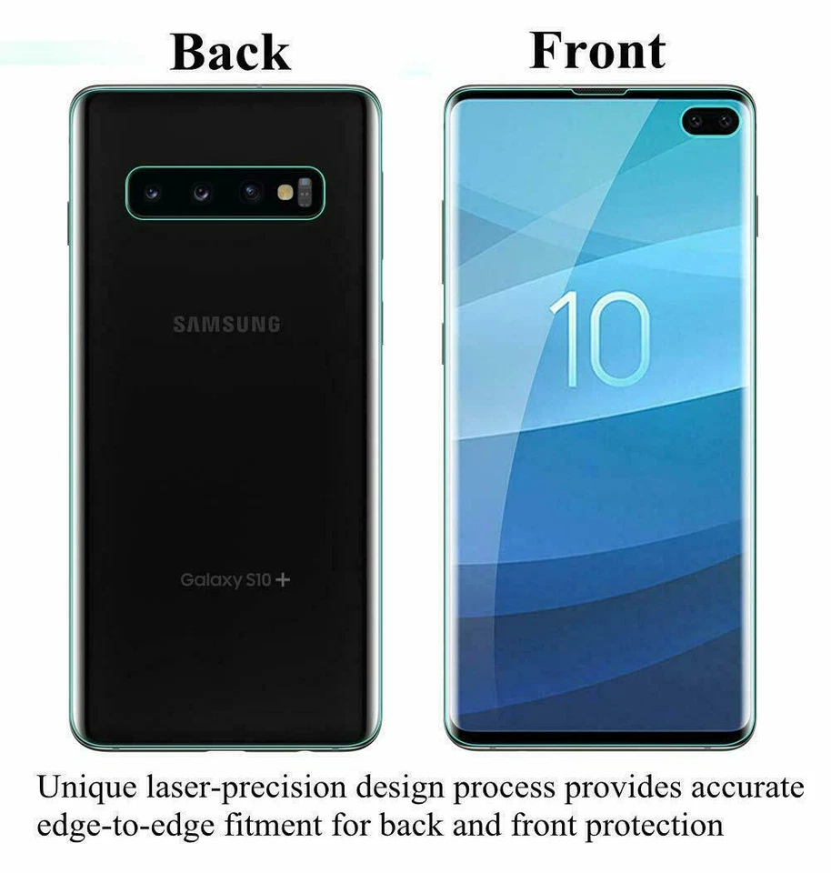 Protector de pantalla frontal trasero cubierta completa suave Samsung Galaxy S10 S10e S10 Plus HD  Foto 2 de 4