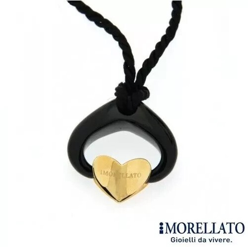 Morellato Damen Halskette Anhänger aus schwarzem Onyx Herz aus 9 kt Gelbgold _HBN02 - Bild 1 von 3