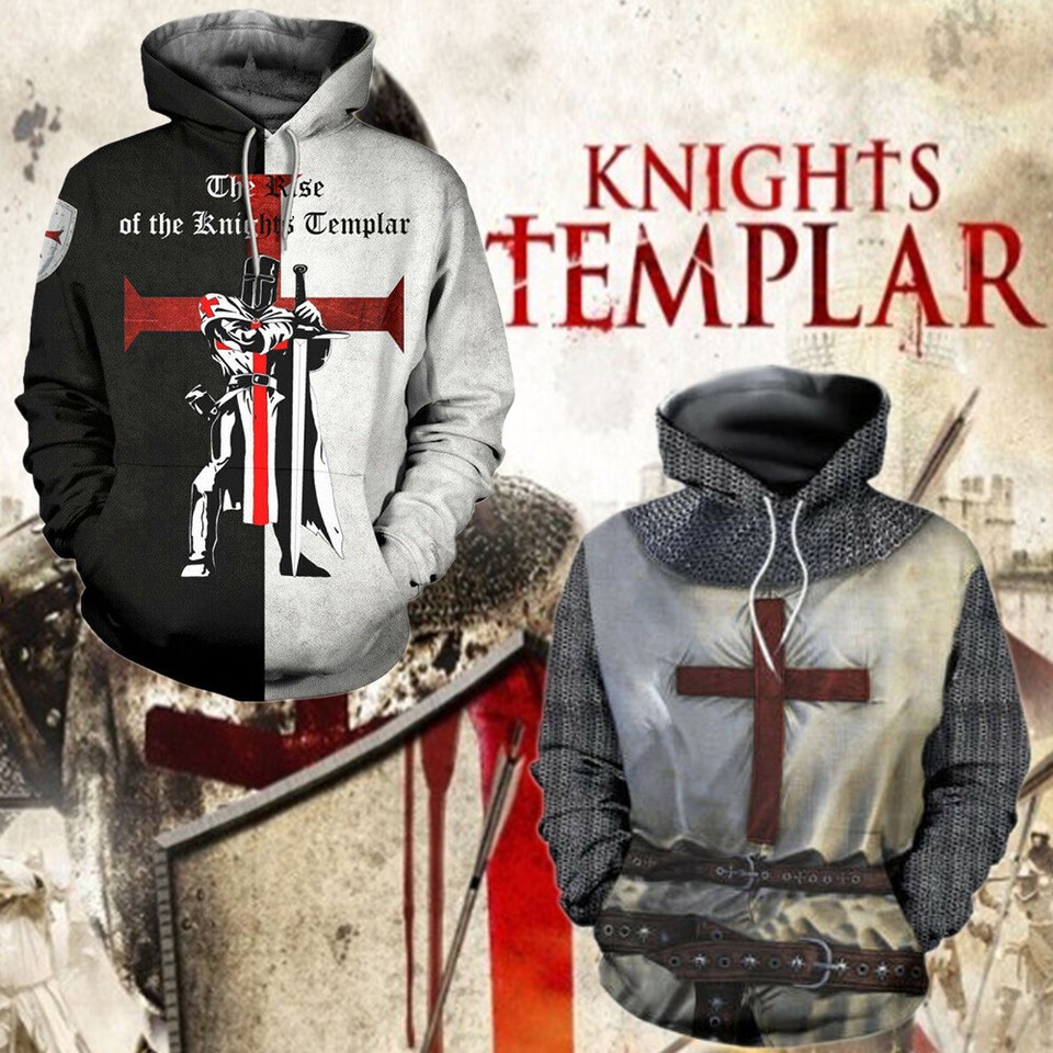 Medieval Cruzado Cruz Caballeros Templarios Armadura Suéter Sudadera Pullover Sudadera con Capucha