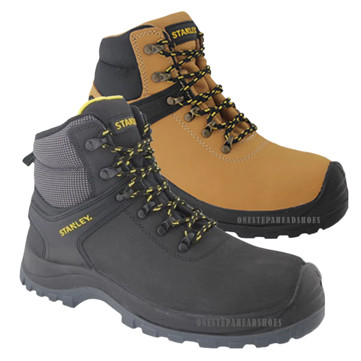 NEW MENS STANLEY LEATHER SAFETY BOOTS WORK STEEL TOE CAP SHOES TRAINERS HIKING