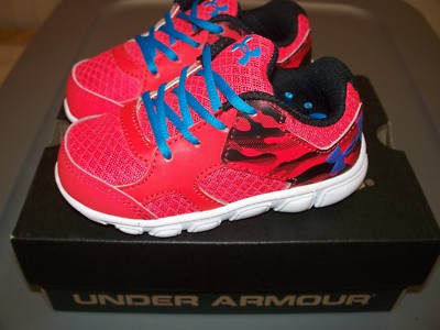 Under Armour B INF Thrill L Red Black Blue Sneakers New Kids