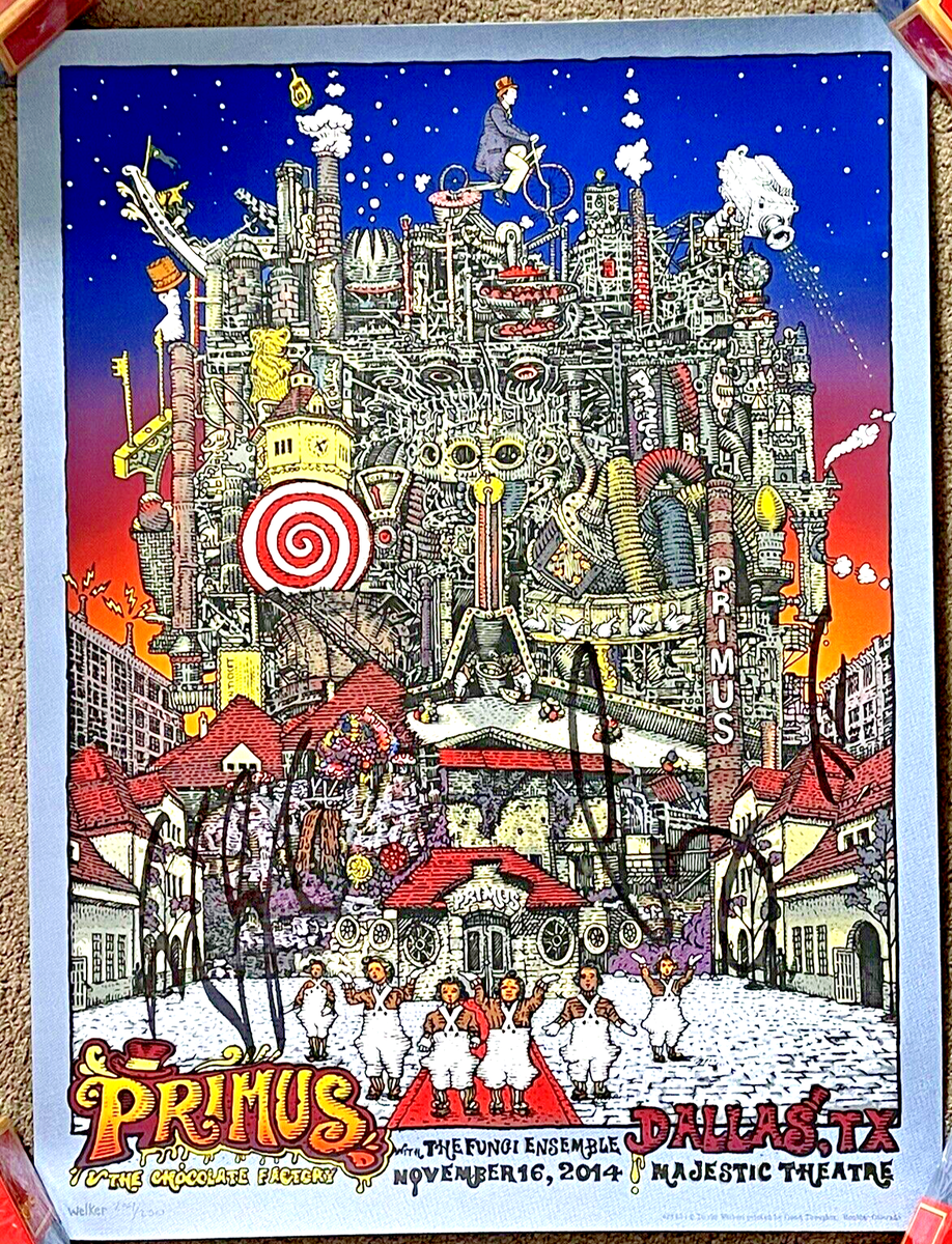 PRIMUS SIGNED POSTER THE CHOCOLATE FACTORY /250 DALLAS TX 2014