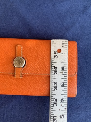 HERMES Orange Leather Dogon Purse Folded Wallet Clutch Vintage - Picture 16 of 17