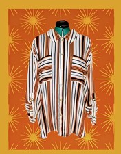 RUBY RD Womens PLUS 3X Orange Black STRIPED Button Up Shirt Top ROLL TAB SLEEVES