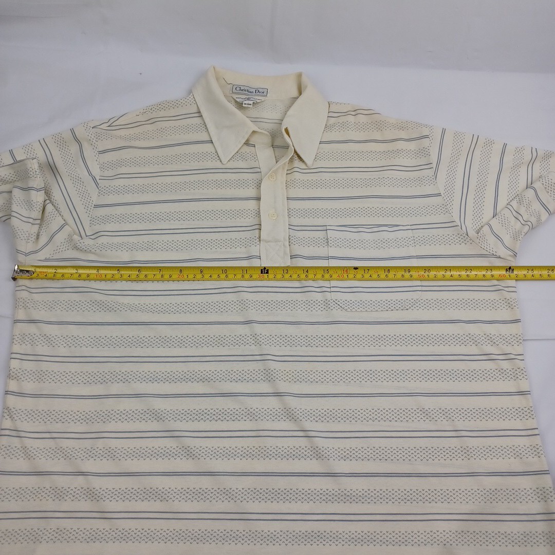 Vintage Christian Dior Polo Shirt Men XL SS Striped Pullover