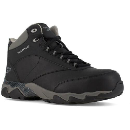 Reebok Mens Beamer Black Leather Work &amp; Safety Boot Shoes 14 Wide (E) BHFO 6949
