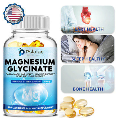 PSLALAE Magnesium Glycinate Cardiovascular, Immune, Bone and Joint Support 60's