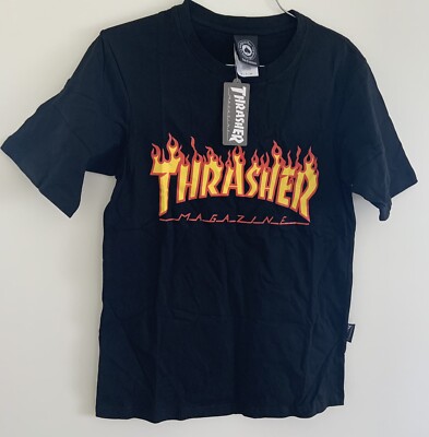 Thrasher Magazine Flames Graphic Logo T-Shirt Size Small UK