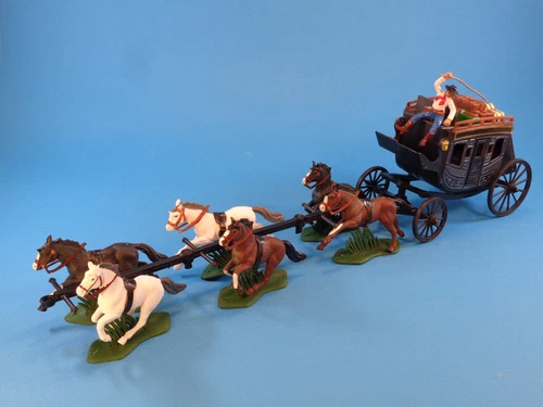 DSG ARGENTINA * FAR WEST MEXICAN CONCORD STAGECOACH w/ FIGURE GUIDE & 6 HORSES
