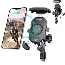 iMESTOU Motorrad Kabellose Telefonhalterung Ladeger&auml;t mit Qi & USB C Port,