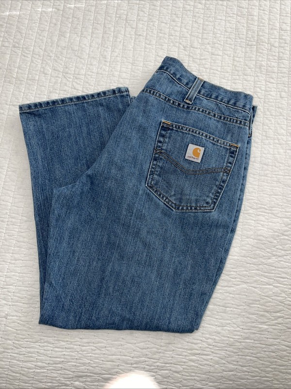 Carhartt Jeans Men Blue Denim Relaxed Fit 101483-980 Straight Leg Workwear 40x28