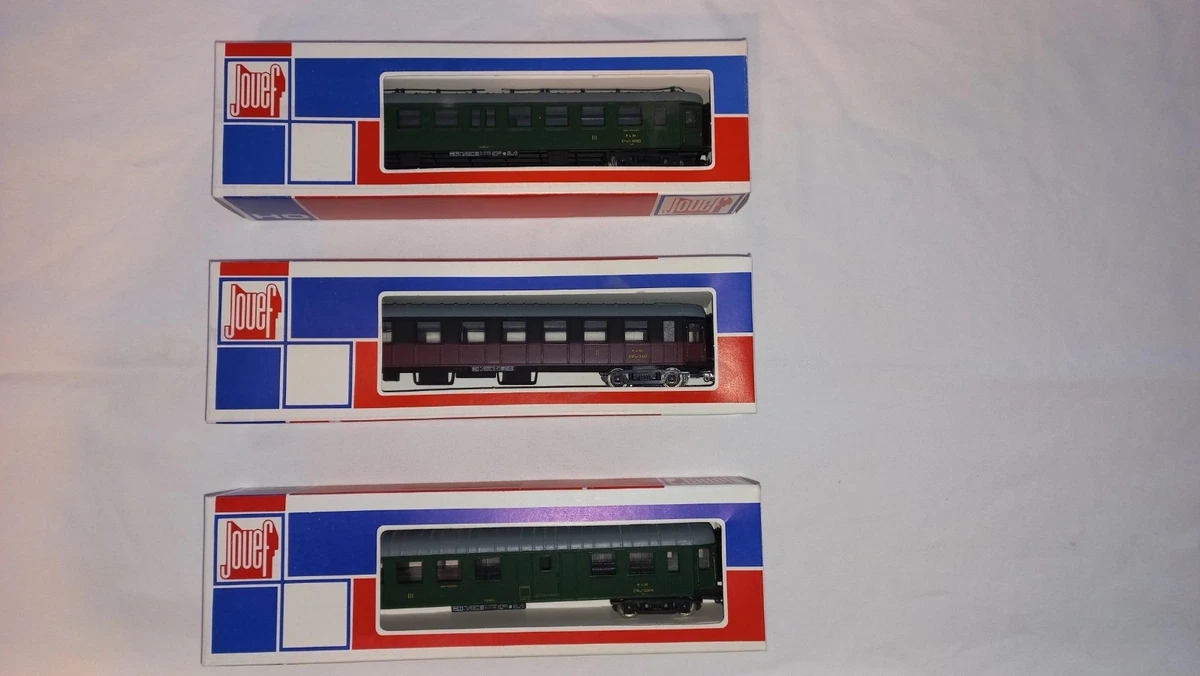 Lot De 2 Voitures Voyageurs Jouef HO 2ème Classe - Années 60, Très Bon état - Modélisme Vintage