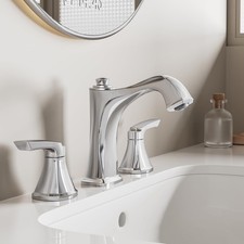 Chrome Bathroom Faucet 3 Hole, Widespread Bathroom Sink Faucet with Drain Ass...