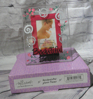 Top Shelf handpainted glass frame/Beautiful Bride