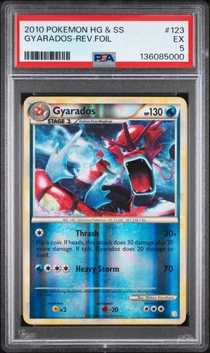 2010 POKEMON HEARTGOLD & SOULSILVER #123 GYARADOS-REVERSE FOIL PSA 5