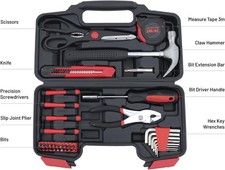39-Piece Household Tools Kit Essential Home Repair Set with Plastic Toolbox - Image 3