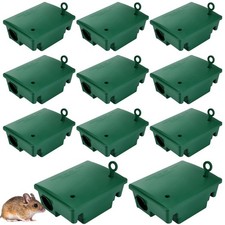 Qualirey 12-Pack Rat Bait Station Box Outdoor Rodent Trap w/ Key Mouse Control