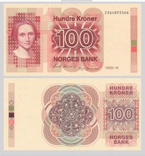 NORWEGEN / NORWAY 100 Kroner 1988 aUNC  P.43d