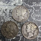 Lot of 3 Mercury Dimes 1940S. 1941P, 1941S - MD807