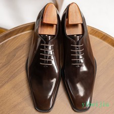 2025 Handmade Men's Real Leather Derby Shoes Business Dress British Groom Brogue