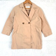 ZARA Girls Cotton Lightweight Preppy Raglan Double Breasted Trench Coat 8 Beige