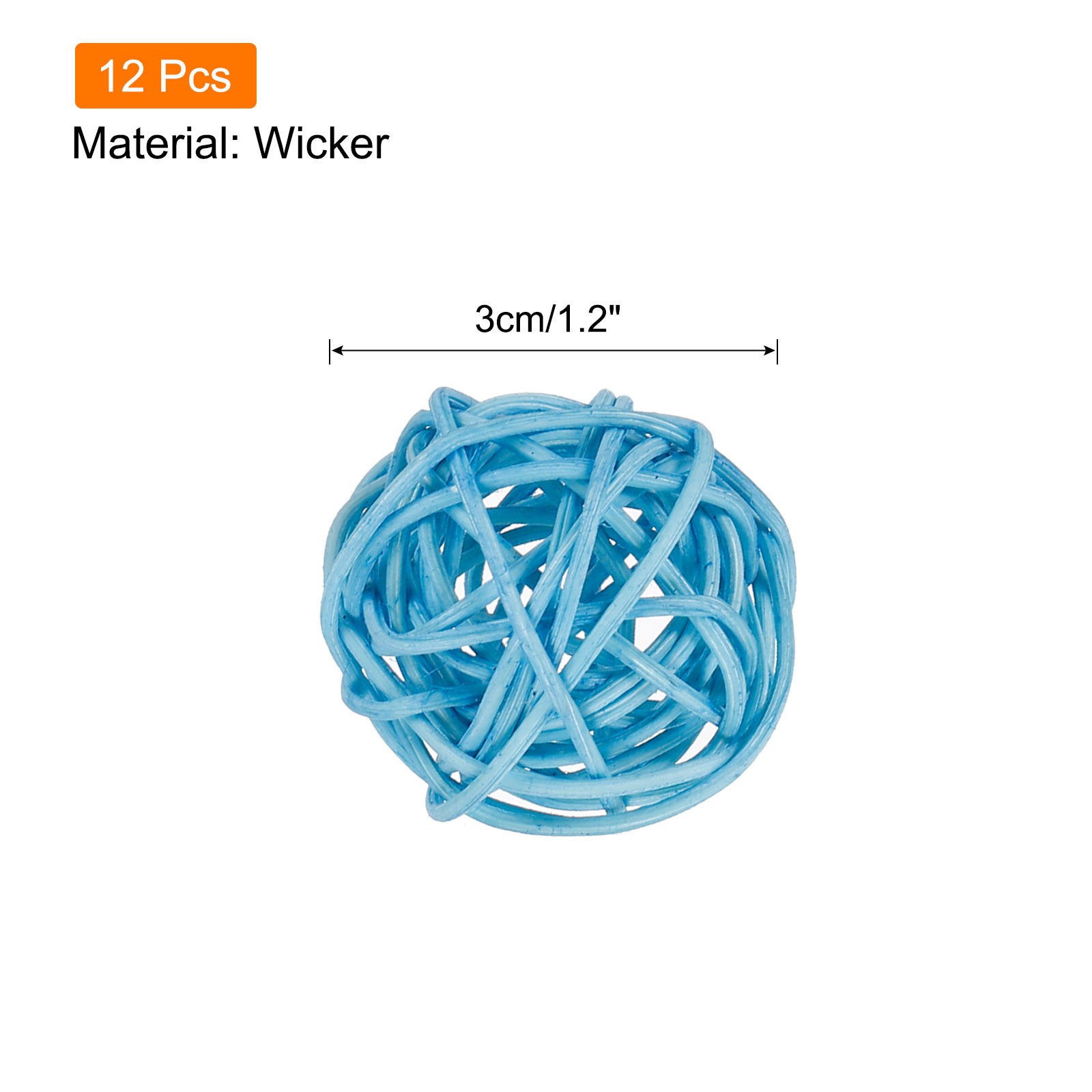 12 Pcs Wicker Rattan Balls 1.2In for Vase Fillers Party Decorative Light Blue