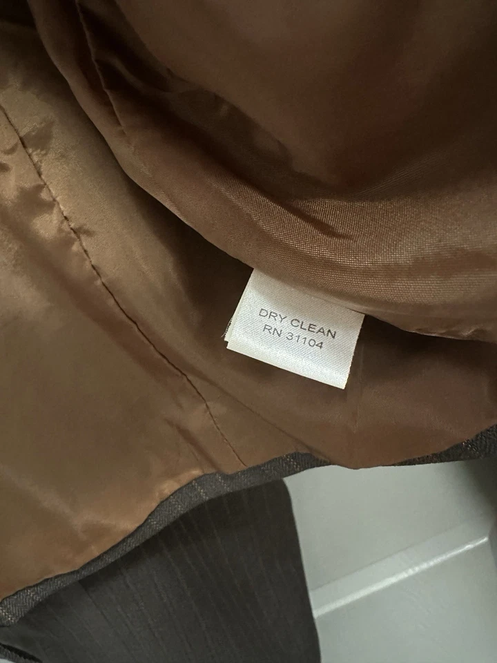 Traje Pantalón Mujer Kim Rogers Talla 14 Marrón Pin Rayas Foto 4 de 4