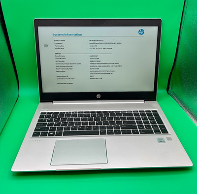 HP ProBook 450 G7 15.6'' Laptop Intel i5-10210U 1.60GHz 16GB RAM Without Storage