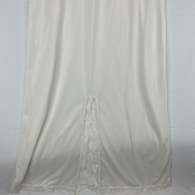 Vintage Ivory Slip Dress Lace Inset Long Silky Nightgown Lingerie