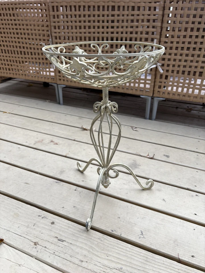 Rustic Ornate Metal 20” Iron Planter Plant Stand Vintage Antique Style GardenArt - Image 3 of 4