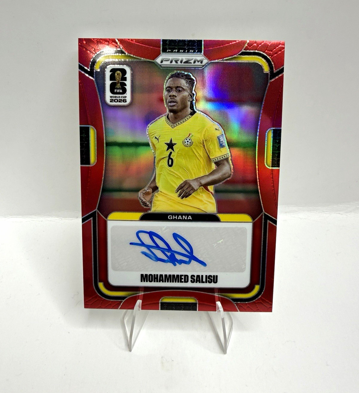 Panini Prizm FIFA World Cup 2026 Signatures Mohammed Salisu Auto Red /49 view 1