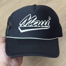 Vintage 80's Hawaii Maui Cap Mesh Rope Trucker Snapback Hat Hawaiian Retro