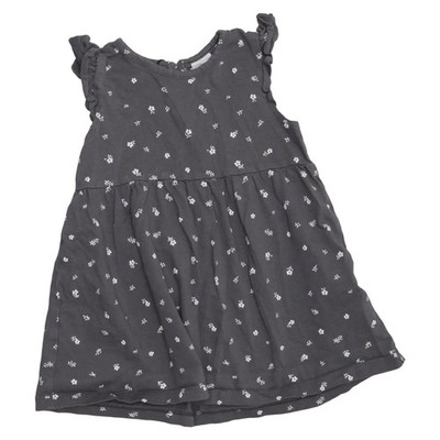H&M, Kleid, Größe: 74, Grau/Weiß, Baumwolle, Blumen, Mädchen #GtG